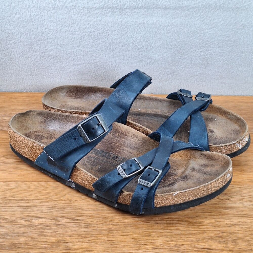 Birkenstock Franca Women's 10-10.5 EU 41 Strappy Sandals Blue Birko-Flor Germany